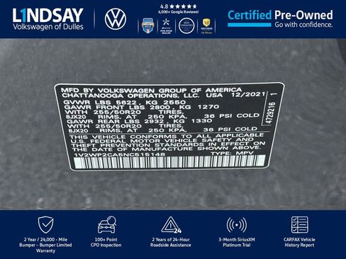 Certified 2022 Volkswagen Atlas SE w/ Black Wheel Package image 25