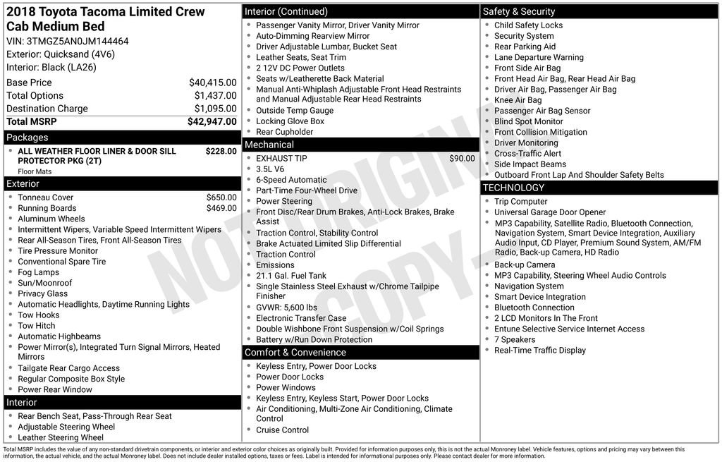 Certified 2018 Toyota Tacoma Limited AWD/4WD image 12