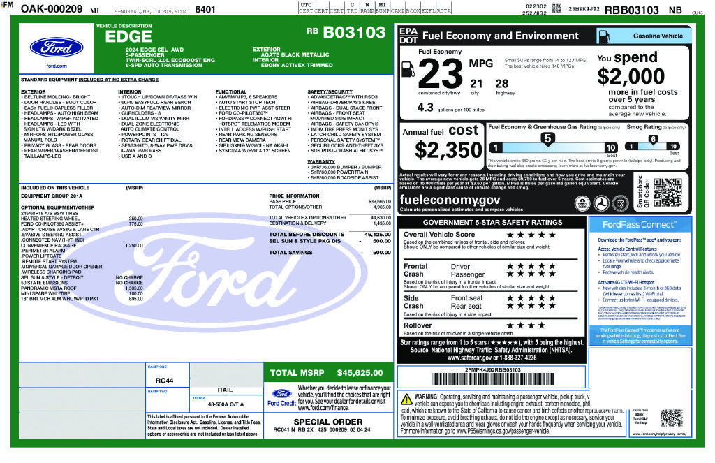 Used 2024 Ford Edge SEL w/ Convenience Package AWD/4WD image 2