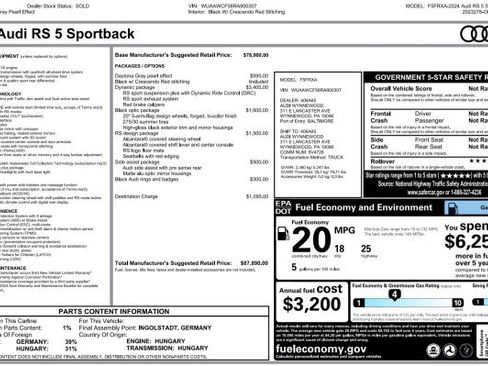 Used 2024 Audi RS 5 Quattro AWD image 73