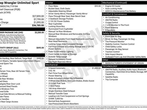 Used 2017 Jeep Wrangler Unlimited Sport w/ Quick Order Package 24S AWD/4WD image 25