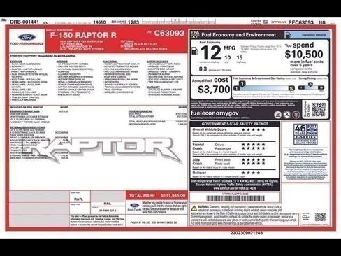 Used 2023 Ford F150 Raptor w/ Equipment Group 802A Raptor R AWD/4WD image 32