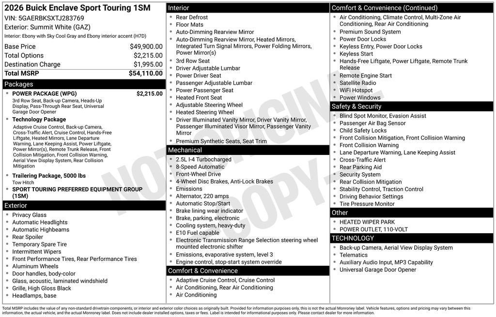 New 2026 Buick Enclave Sport Touring w/ Power Package FWD image 26