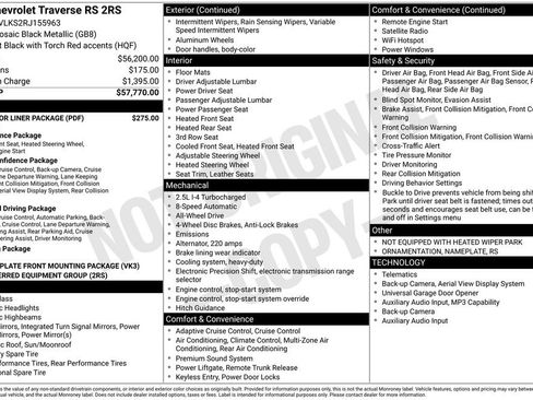 Used 2024 Chevrolet Traverse RS w/ LPO, Floor Liner Package AWD/4WD image 2