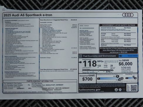 Used 2025 Audi A6 e-tron Premium Plus w/ Premium Plus image 9