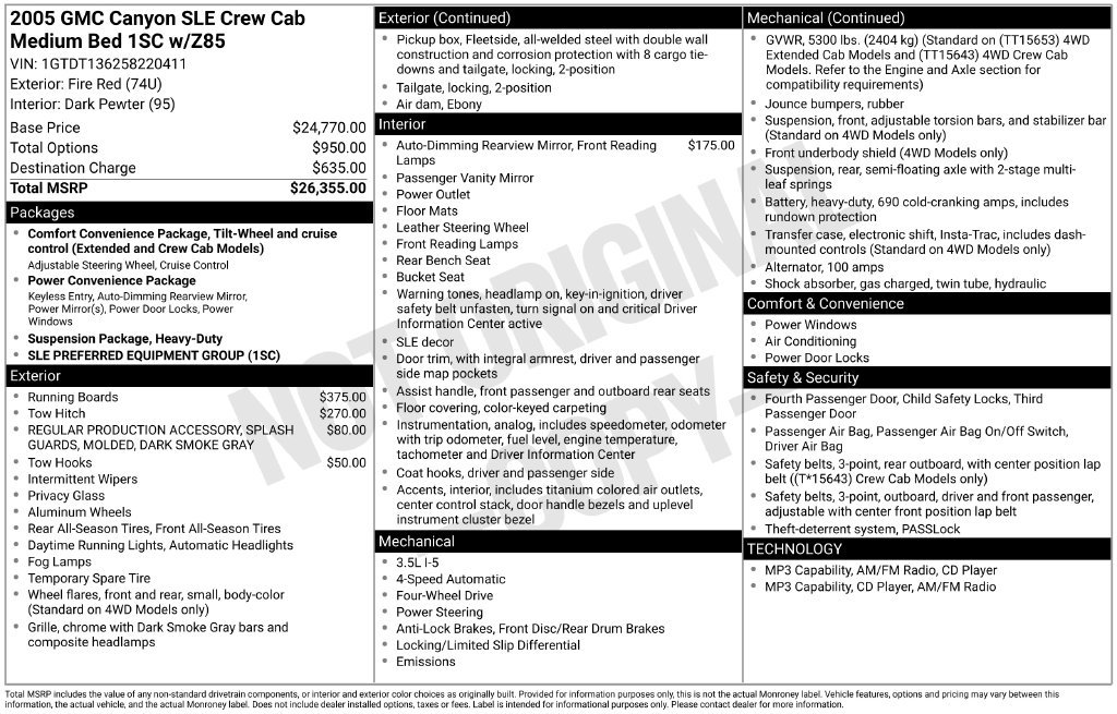 Used 2005 GMC Canyon SLE AWD/4WD image 2