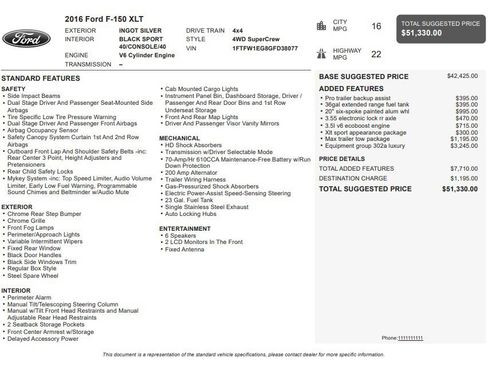 Used 2016 Ford F150 XLT w/ Equipment Group 302A Luxury image 33