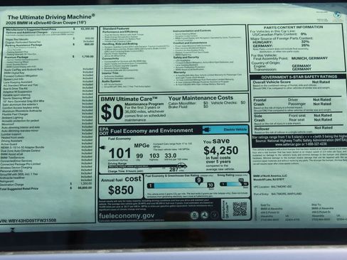 New 2026 BMW i4 xDrive40i w/ Premium Package AWD/4WD image 2