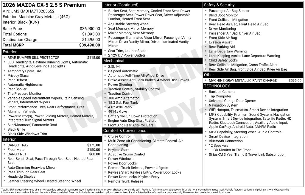 New 2026 MAZDA CX-5 2.5 S w/ Premium Package AWD/4WD image 3