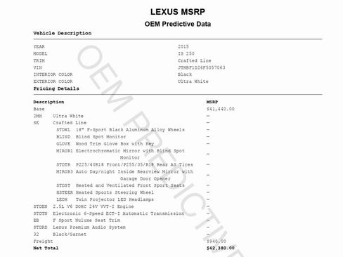 Used 2015 Lexus IS 250 250 Crafted Line image 2