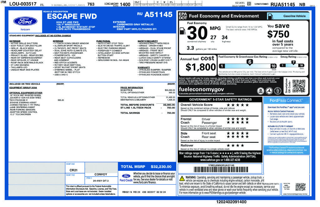 Used 2024 Ford Escape ST-Line w/ Tech Pack #1 FWD image 41
