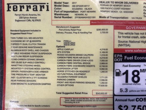 Used 2017 Ferrari 488 Spider RWD image 2