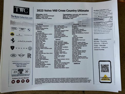 Used 2023 Volvo V60 B5 Cross Country Ultimate w/ Climate Package AWD/4WD image 47