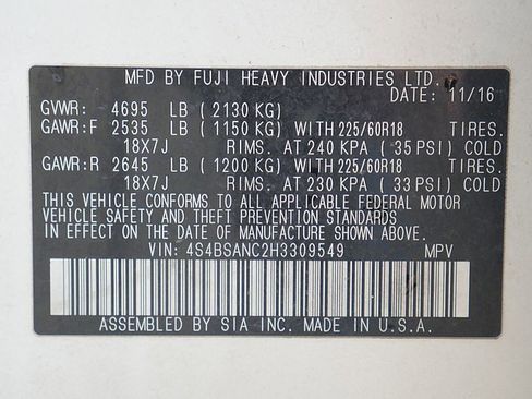 Used 2017 Subaru Outback 2.5i Limited image 66