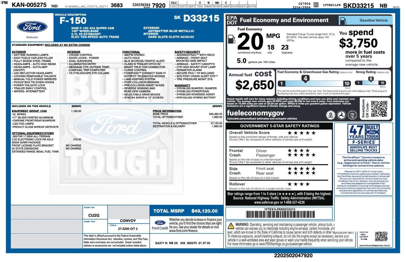 Used 2025 Ford F150 XL w/ Equipment Group 103A High AWD/4WD image 3