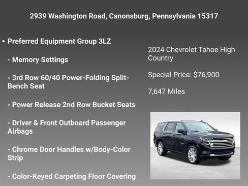 Certified 2024 Chevrolet Tahoe High Country w/ Advanced Technology Package image 6