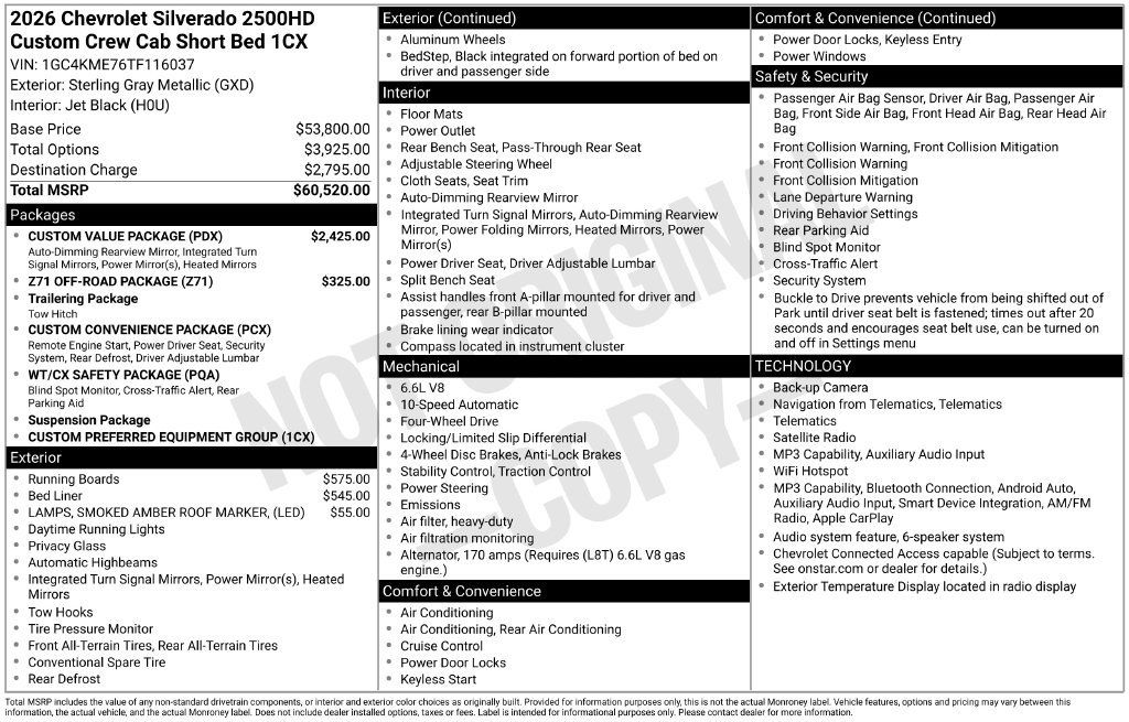 Certified 2026 Chevrolet Silverado 2500 Custom w/ Custom Value Package AWD/4WD image 4