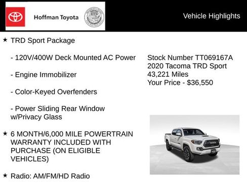 Used 2020 Toyota Tacoma TRD Sport AWD/4WD image 5