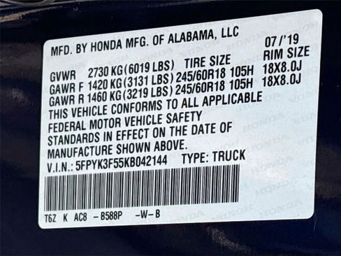 Used 2019 Honda Ridgeline RTL image 33