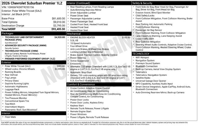 New 2026 Chevrolet Suburban Premier AWD/4WD image 32