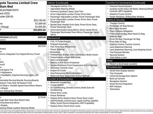 Used 2024 Toyota Tacoma Limited w/ Limited Package (LT) image 12