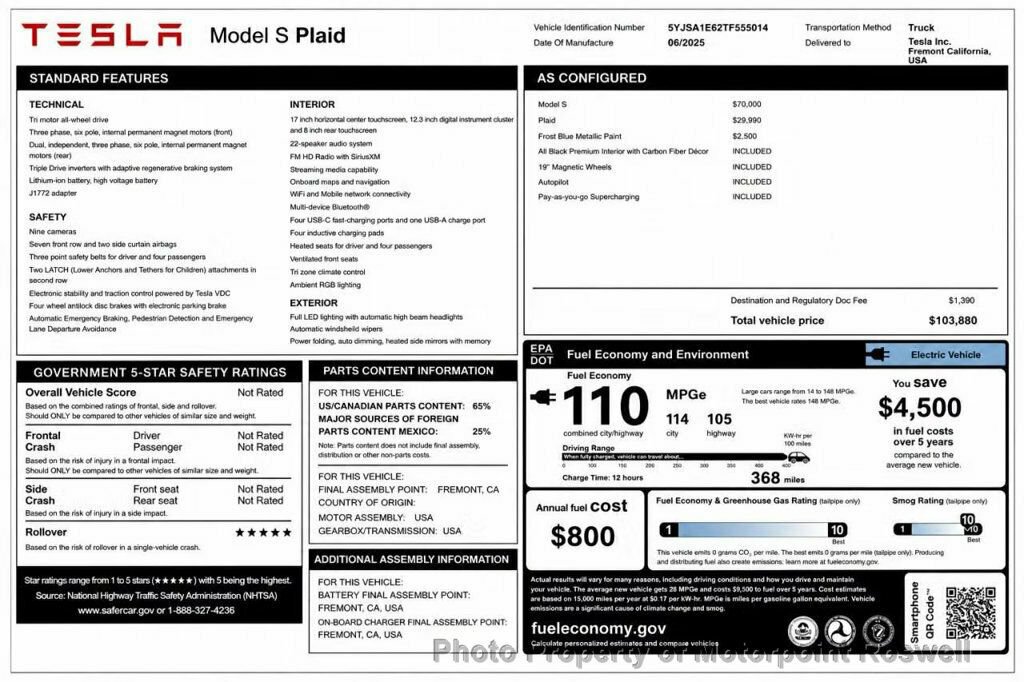 Used 2026 Tesla Model S Plaid AWD/4WD image 2