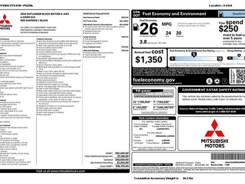 Used 2022 Mitsubishi Outlander SE AWD/4WD image 3