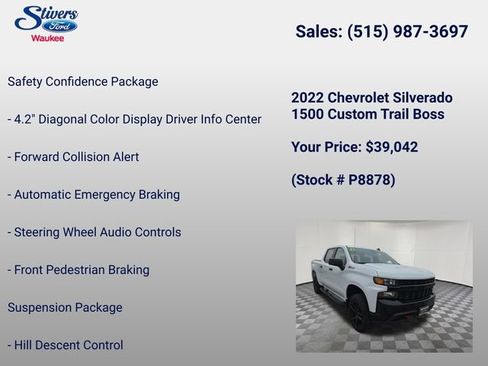 Used 2022 Chevrolet Silverado 1500 Custom Trail Boss w/ Safety Confidence Package image 14