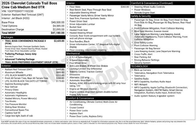Used 2026 Chevrolet Colorado Trail Boss AWD/4WD image 18