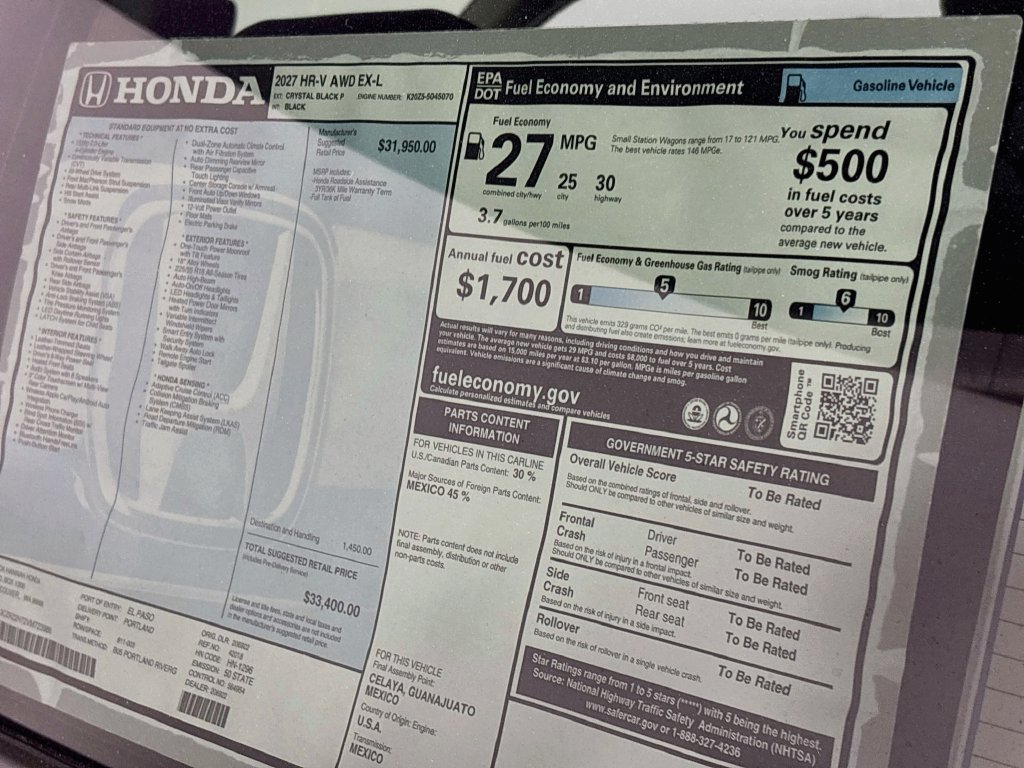 New 2027 Honda HR-V EX-L image 24