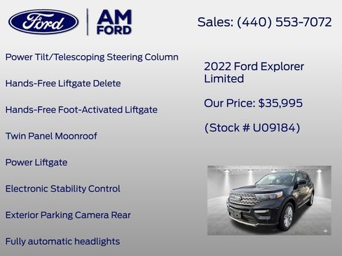 Used 2022 Ford Explorer Limited w/ Equipment Group 301A AWD/4WD image 20