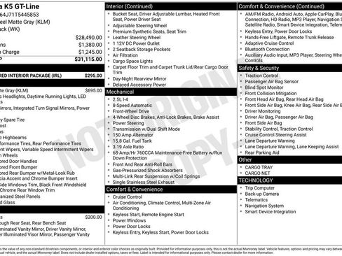 New 2026 Kia K5 GT-Line w/ GT-Line Red Interior Package FWD image 4