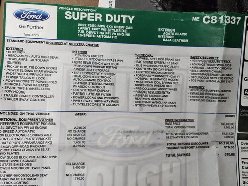 Used 2022 Ford F250 Lariat w/ Tremor Off-Road Package AWD/4WD image 49
