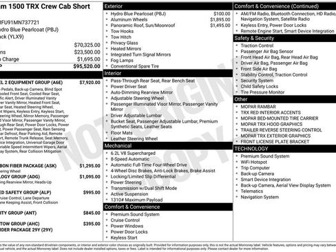 Used 2021 RAM 1500 TRX w/ TRX Level 2 Equipment Group AWD/4WD image 65