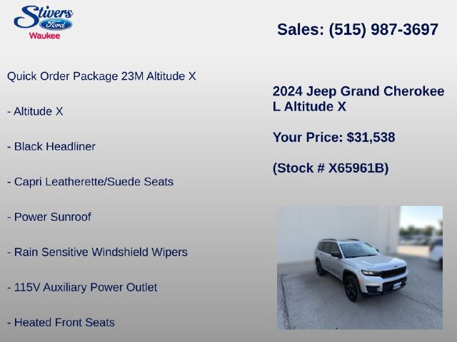 Used 2024 Jeep Grand Cherokee L Altitude AWD/4WD image 8