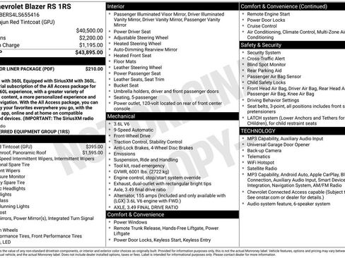 Certified 2020 Chevrolet Blazer RS w/ LPO, Floor Liner Package FWD image 42