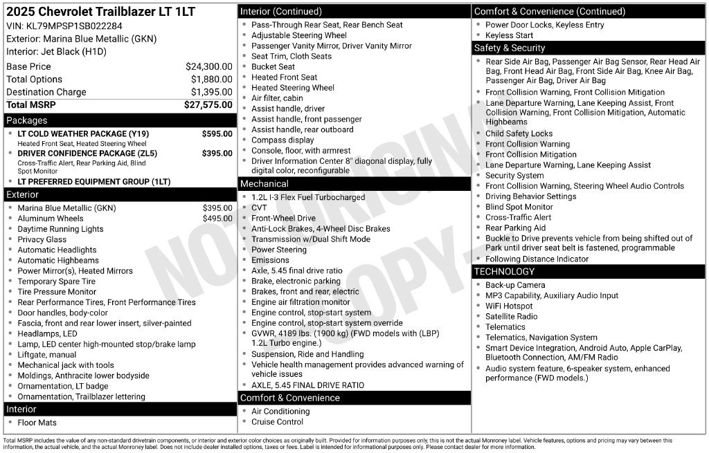 Used 2025 Chevrolet TrailBlazer LT w/ LT Cold Weather Package FWD image 40