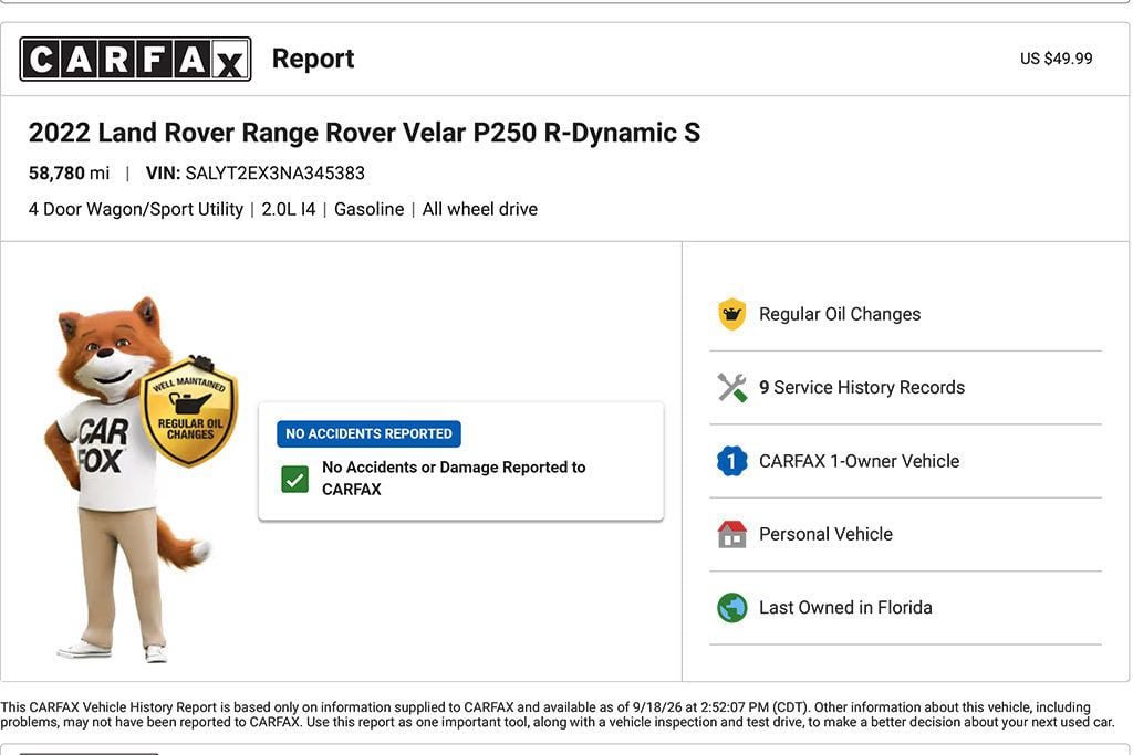 Used 2022 Land Rover Range Rover Velar R-Dynamic S AWD/4WD image 2