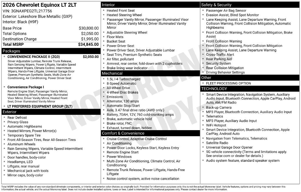 Used 2026 Chevrolet Equinox LT w/ Convenience Package II AWD/4WD image 4