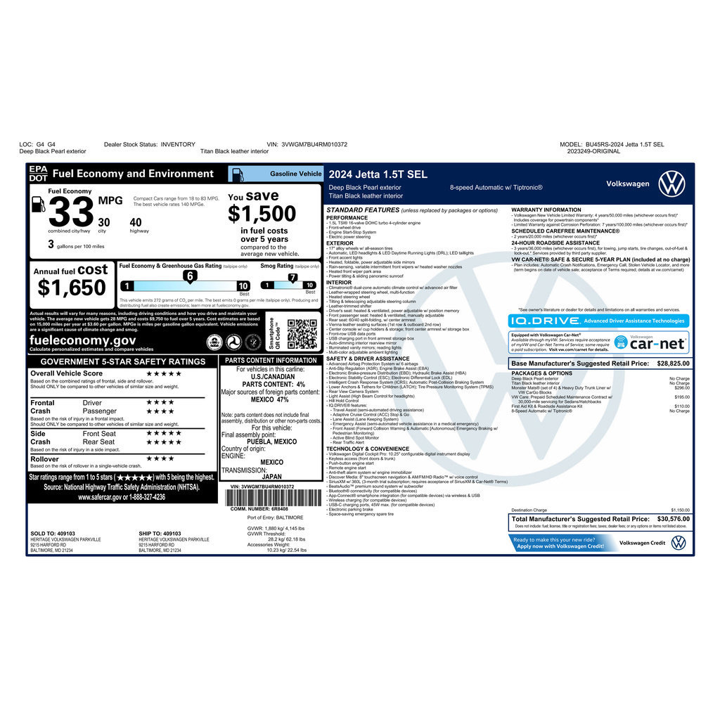 Used 2024 Volkswagen Jetta SEL FWD image 3