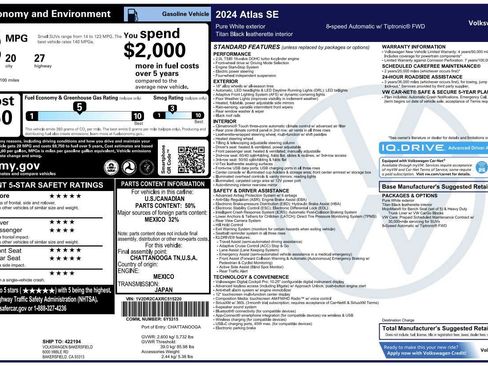 Used 2024 Volkswagen Atlas SE FWD image 3