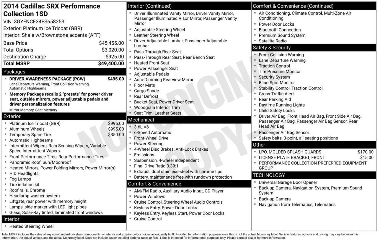 Used 2014 Cadillac SRX Performance w/ Driver Awareness Package FWD image 17