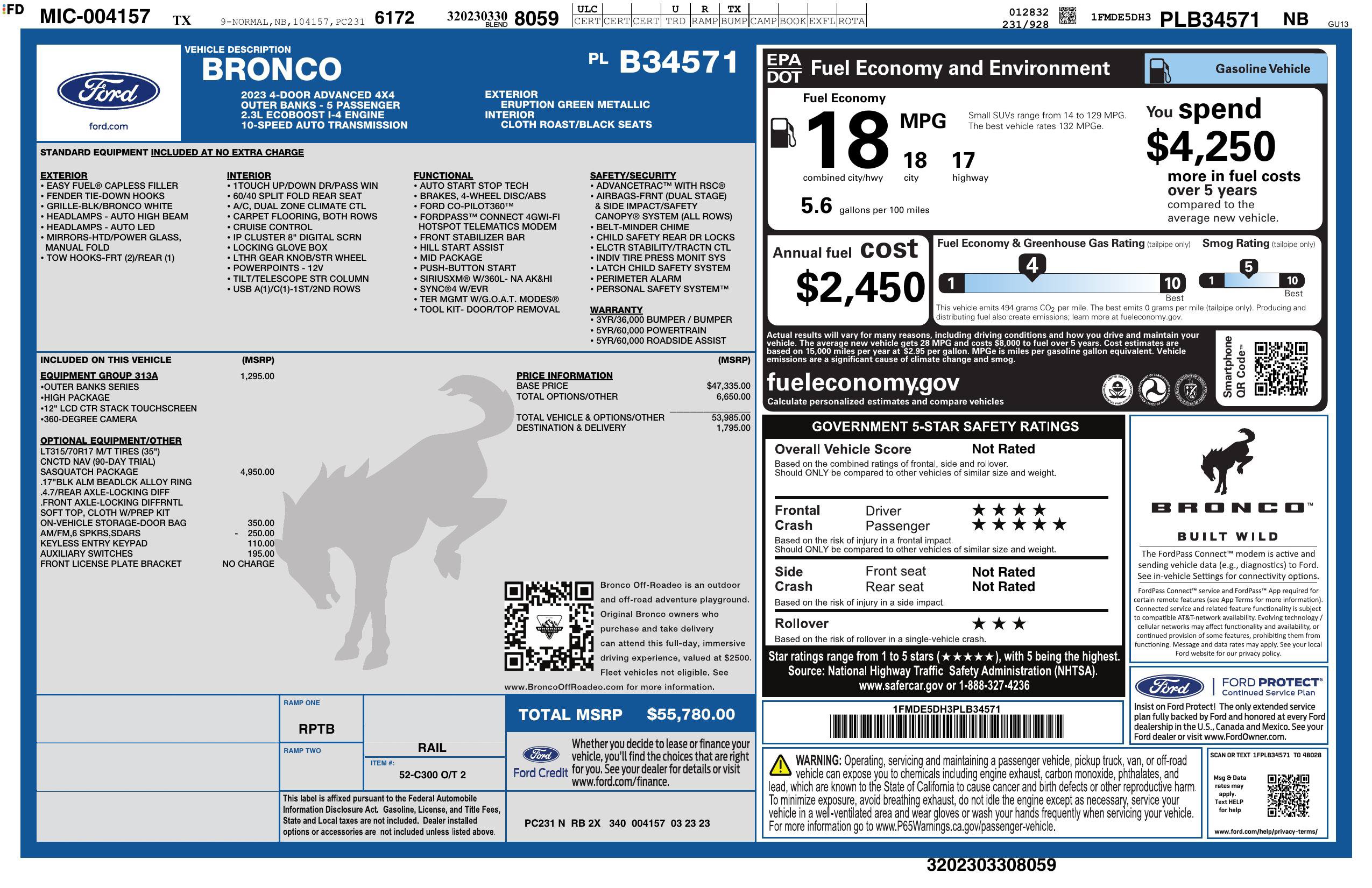 Used 2023 Ford Bronco Outer Banks w/ Sasquatch Package AWD/4WD image 3