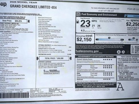 New 2026 Jeep Grand Cherokee Limited AWD/4WD image 22