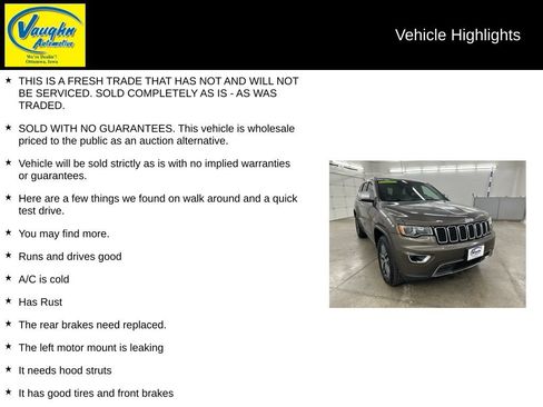 Used 2017 Jeep Grand Cherokee Limited w/ Trailer Tow Group IV AWD/4WD image 2