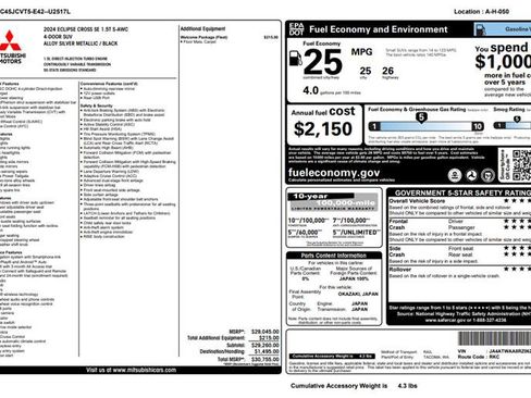 Used 2024 Mitsubishi Eclipse Cross SE AWD/4WD image 3