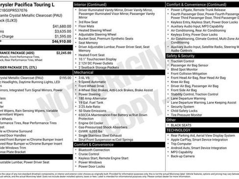 Used 2023 Chrysler Pacifica Touring-L w/ S Appearance Package FWD image 31