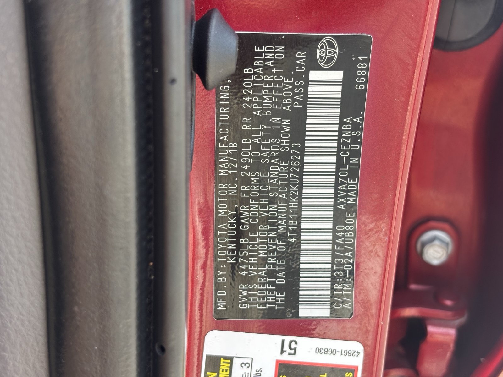Used 2019 Toyota Camry LE w/ Carpet Mat Package FWD image 32
