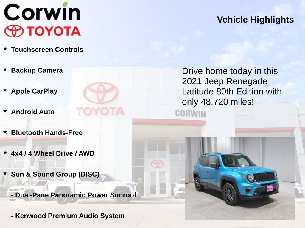 Used 2021 Jeep Renegade Latitude w/ Sun & Sound Group AWD/4WD image 7