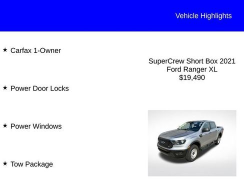Used 2021 Ford Ranger XL w/ Trailer Tow Package RWD image 2